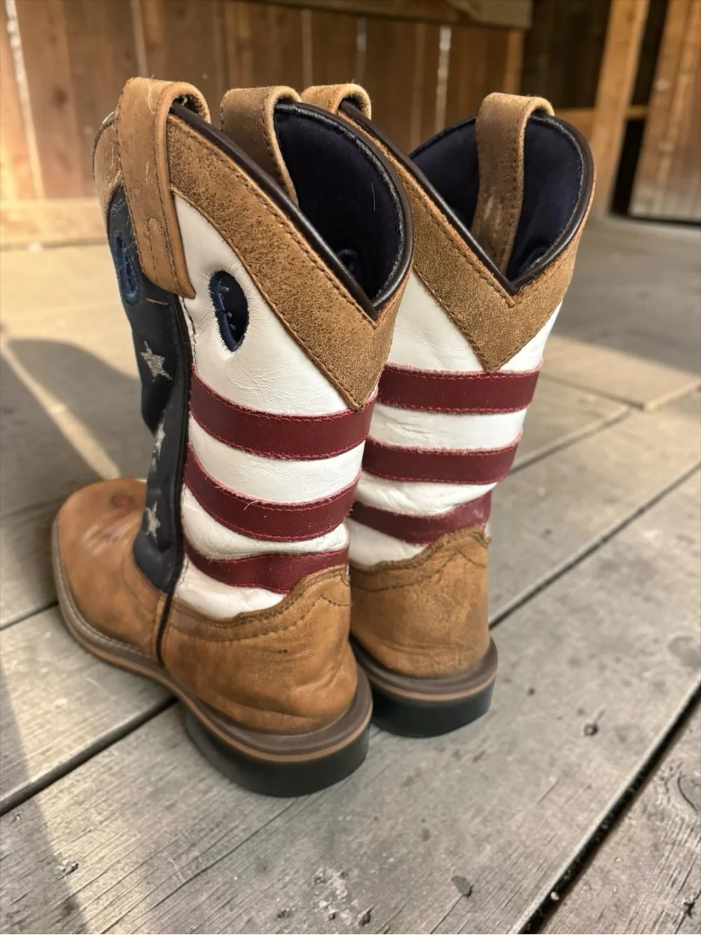 Smoky Mountain Kids Cowboy Boots Size 1R American Flag Stars Stripes Western